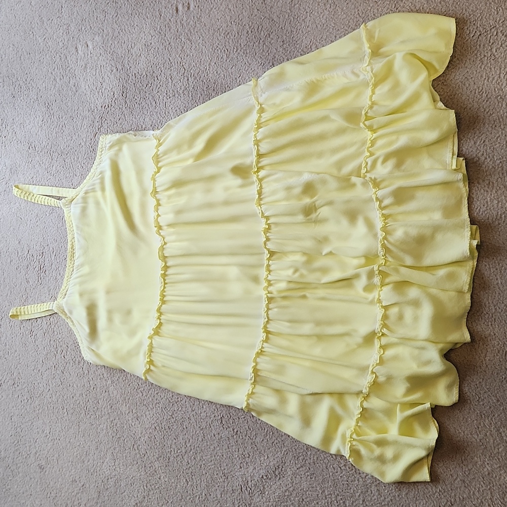 Anthropologie Pale Yellow Tiered Midi Dress - Picture 5 of 9